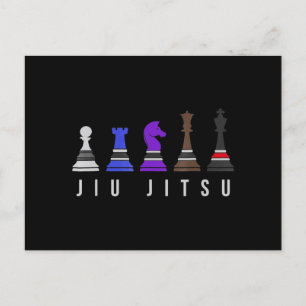 jiu jitsu-träning   schack, present  bjj med text. meddelande vykort