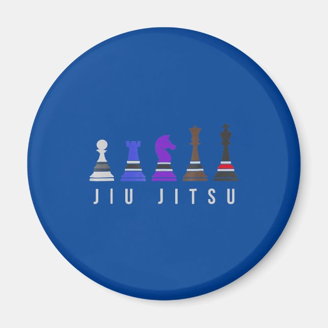 jiu jitsu träningschack, presentbjj med text. magnet (Framsidan)