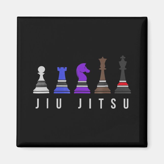 jiu jitsu träningschack, presentbjj med text. magnet (Framsidan)