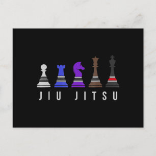 jiu jitsu träningschack, presentbjj med text. vykort