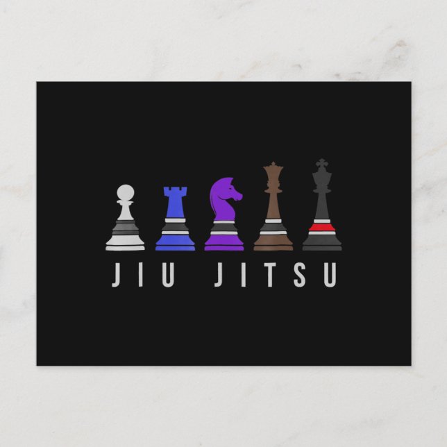 jiu jitsu träningschack, presentbjj med text. vykort (Framsida)