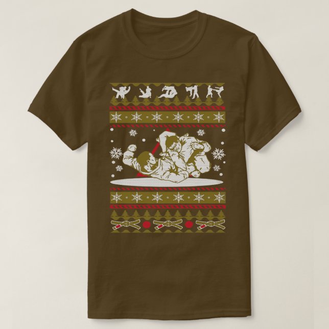Jiu Jitsu Ugly Sweater Glad helg Season Merry T Shirt (Design framsida)