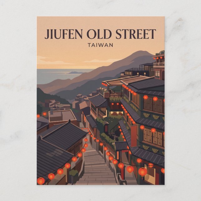 Jiufen Old Street Taiwan Vykort (Framsida)
