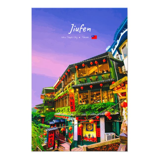 Jiufen, Taiwan - Gammalt Tehuset Fototryck (Framsidan)