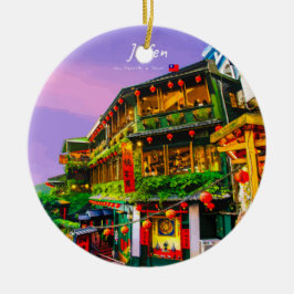 Jiufen, Taiwan - Gammalt Tehuset Julgransprydnad Keramik