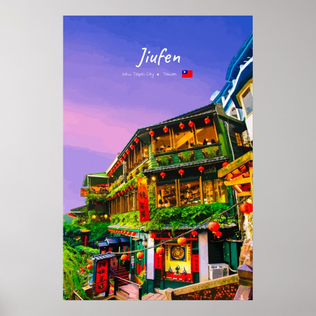 Jiufen, Taiwan - Gammalt Tehuset Poster (Framsidan)