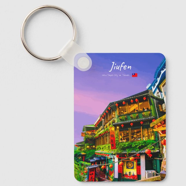 Jiufen, Taiwan - Klassiskt gammalt tehus Nyckelring (Framsida)