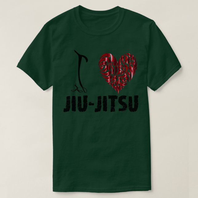JiuJitsu vit T text I kärlek JiuJitsu Shirt (Design framsida)
