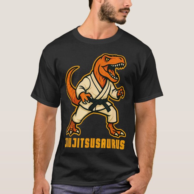 Jiujitsusaurus Dino Jiu Jitsu Dinosaur Grappler T Shirt (Framsida)