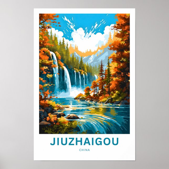 Jiuzhaigou China Travel Print Poster (Framsidan)