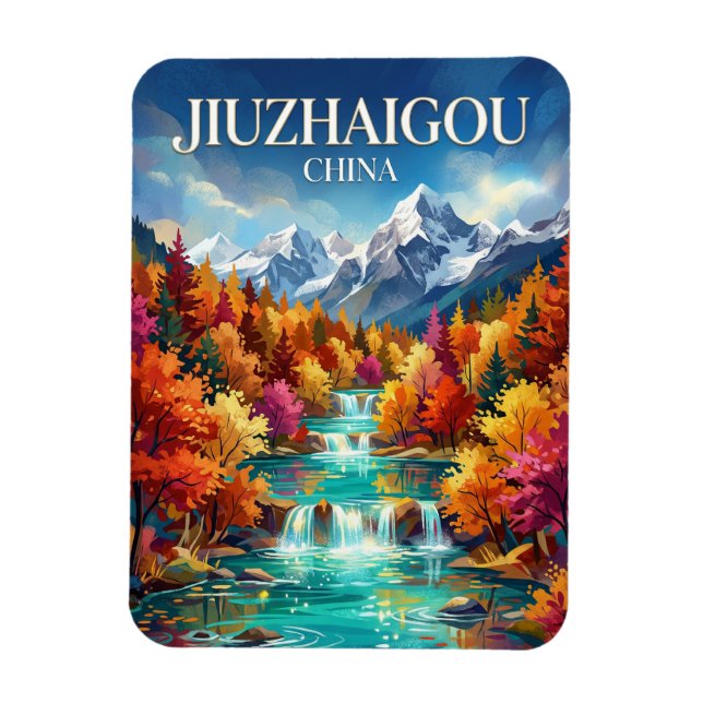 Jiuzhaigou-dalen Kina Magnet (Vertikal)