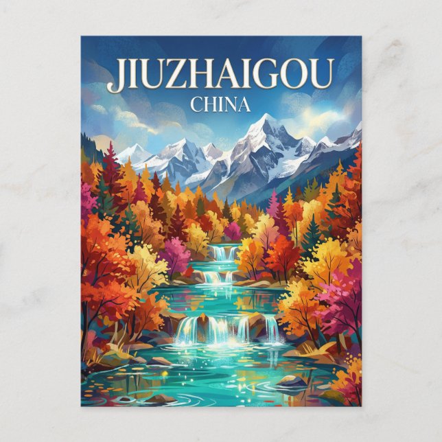 Jiuzhaigou-dalen Kina Vykort (Framsida)
