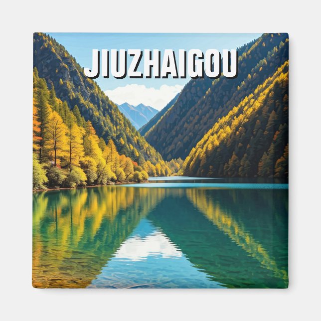 Jiuzhaigou Valley National Park China Magnet (Framsidan)