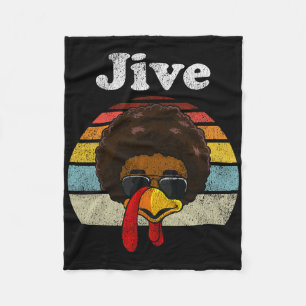 Jive Thanksgiving Kalkon Dag Roligt Ansikte Vintag Fleecefilt