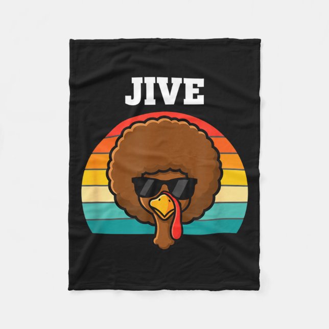 Jive Turkey Afro Retro 70s Thanksgiving Turkey Day Fleecefilt (Framsidan)