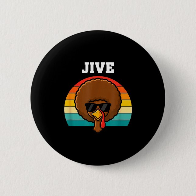 Jive Turkey Afro Retro 70s Thanksgiving Turkey Day Knapp (Framsida)