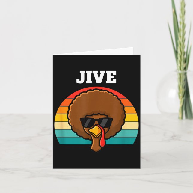 Jive Turkey Afro Retro 70s Thanksgiving Turkey Day Kort (Framsida)