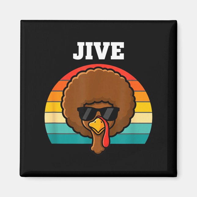 Jive Turkey Afro Retro 70s Thanksgiving Turkey Day Magnet (Framsidan)
