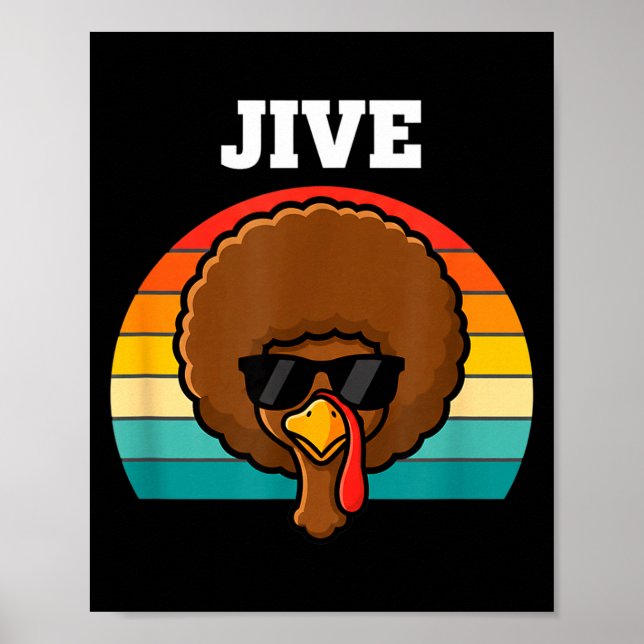Jive Turkey Afro Retro 70s Thanksgiving Turkey Day Poster (Framsidan)