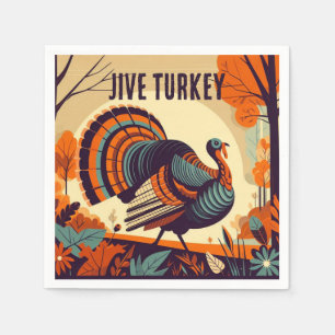 Jive Turkiet - Thanksgiving Napkin i mitten av årh Pappersservett