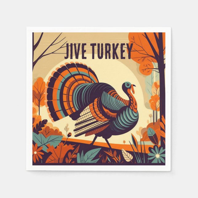 Jive Turkiet - Thanksgiving Napkin i mitten av årh Pappersservett (Framsidan)