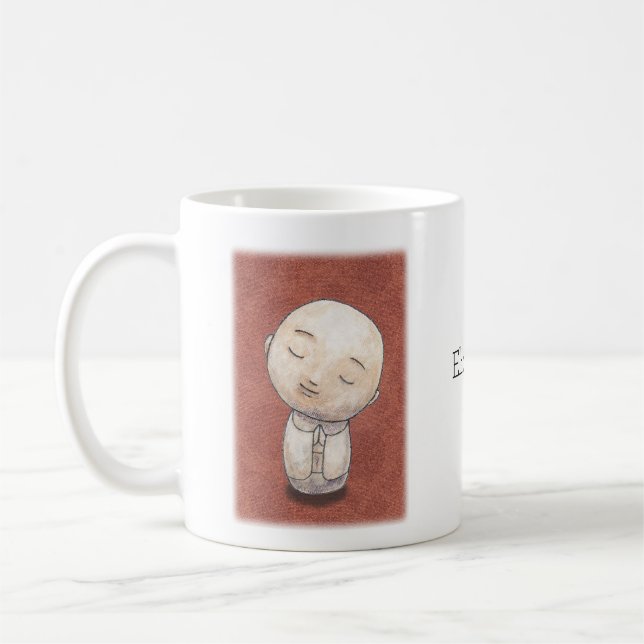 Jizo Art Kindness Compassion Meditation Anpassning Kaffemugg (Vänster)