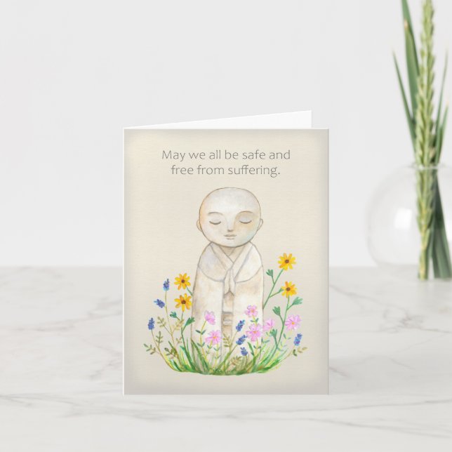 Jizo Buddha Compassion Kindness Sympathy Kom bra Kort (Framsida)