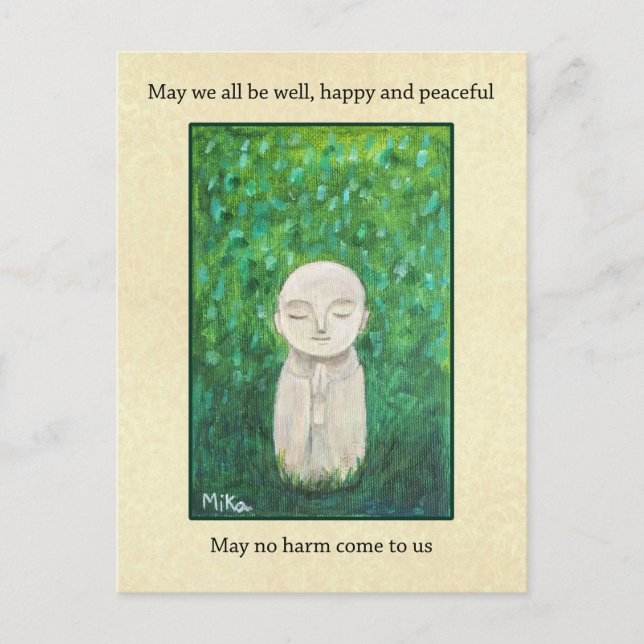 Jizo-konst med buddhistisk ömhet och bön  helg vykort (Framsida)