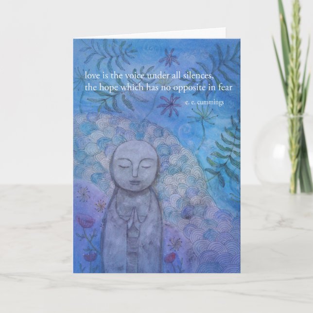 Jizo konst med tyst kärlek hjälp stöd vänskap kort (Framsida)