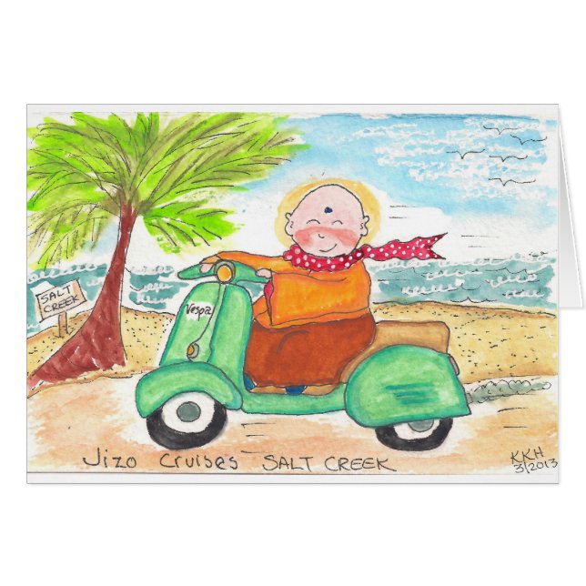 Jizo kryssningar saltar bäckstranden hälsningskort (Framsidan Horizontal)