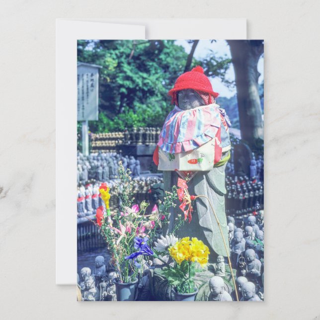 Jizo munk staty med hatt och hatt - Japan Inbjudningar (Framsida)