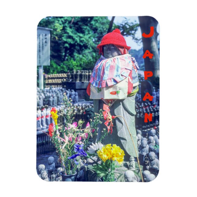 Jizo munk staty med hatt och hatt - Japan Magnet (Vertikal)