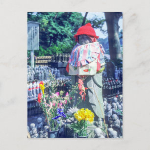 Jizo munk staty med hatt och hatt - Japan Vykort
