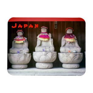 Jizo munk-statyer med hatt och hatt - Japan Magnet