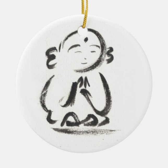 Jizo munken julgransprydnad keramik (Framsidan)