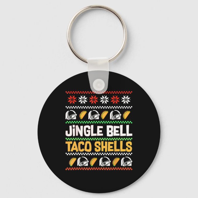 Jjuljingle Klockor Taco-Snäckor Funny Ugly Julafto Nyckelring (Framsida)