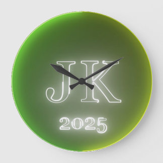 JK 2025 Green Yellow Wall Clock Stor Klocka
