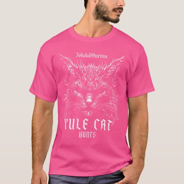 Jlaktturinn jul Yule Cat Hunts T Shirt (Framsida)