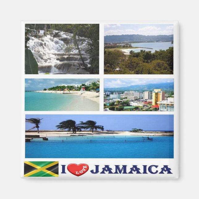 JM003 JAMAICA I Kärlek, Mosaic, Amerika, Fridge Magnet (Framsidan)