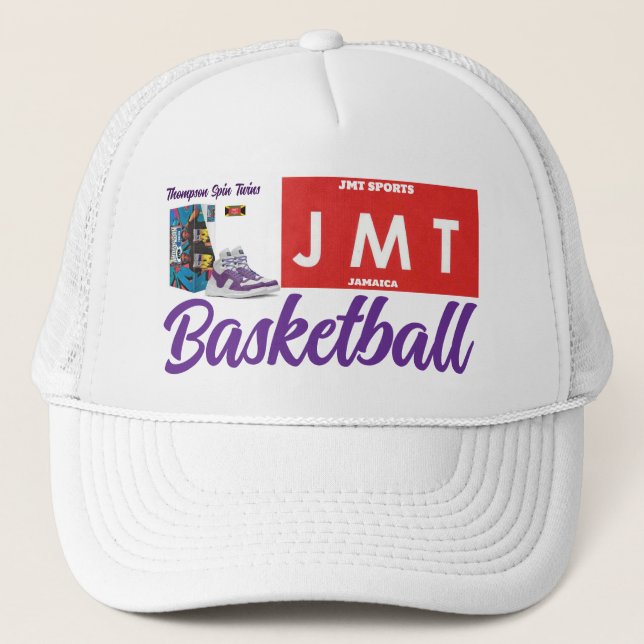 JMT BASKETBALL. Truckerkeps, vitt och svart Keps (Framsida)
