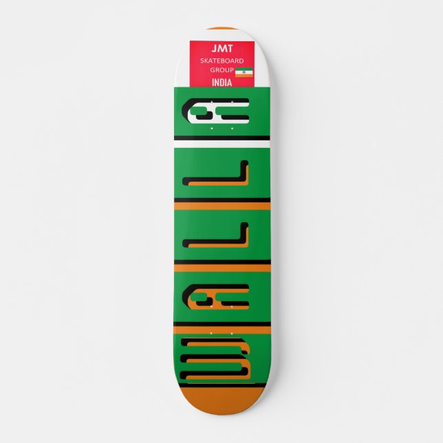 JMT INDIA WALLA 7 3/4" Skateboarddäck Mini Skateboard Bräda 18,5 Cm (Framsida)