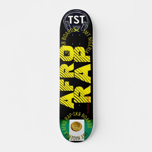 JMT NIGERIA  AFRO RAP  /TST 7 3/4" Skateboarddäck Mini Skateboard Bräda 18,5 Cm (Framsida)