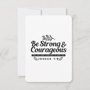 Jo 1:9 Bible Verse-design - vara stark och modig Tack Kort