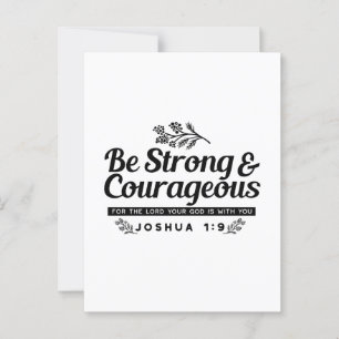 Jo 1:9 Bible Verse-design - vara stark och modig Vykort