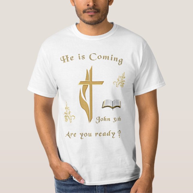 JO 3:16 Jesus kommer T Shirt (Framsida)