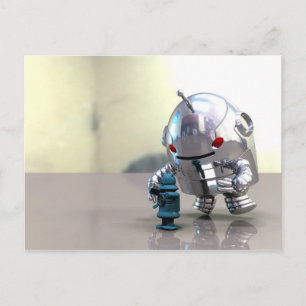 Jo Bot VS Little Blue Bot-vykort Vykort