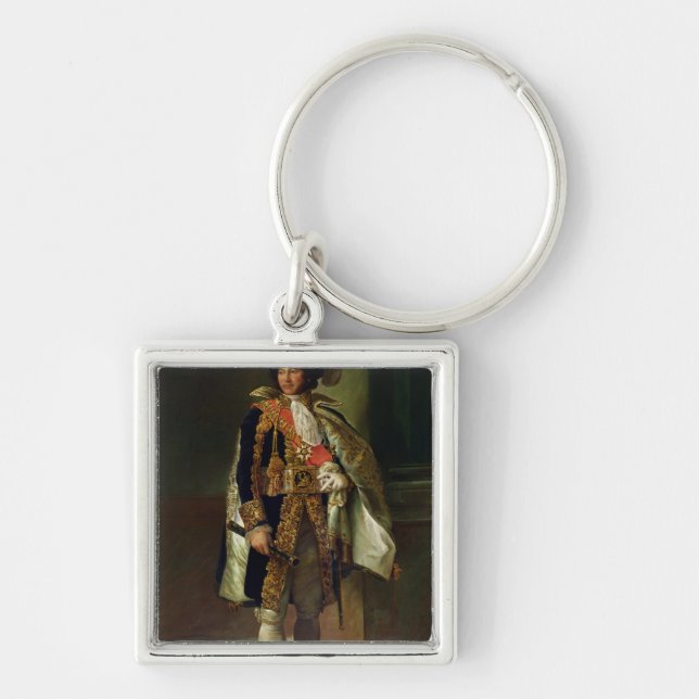 Joachim Murat 1805 Fyrkantig Silverfärgad Nyckelring (Framsidan)