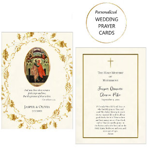 Joachim och Anna Orthodox Bröllop Prayer Card Placeringskort