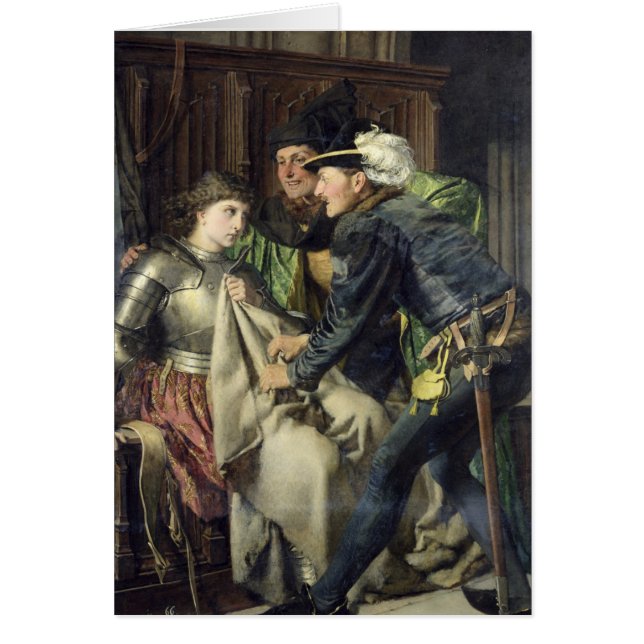 Joan av bågen som förolämpas i fängelset, 1866 hälsningskort (Framsidan)