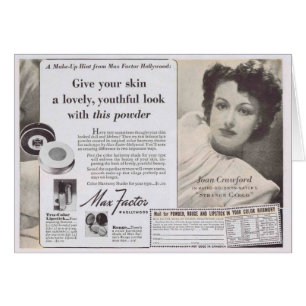 Joan Crawford Ansikte Powder Ad Hälsningskort